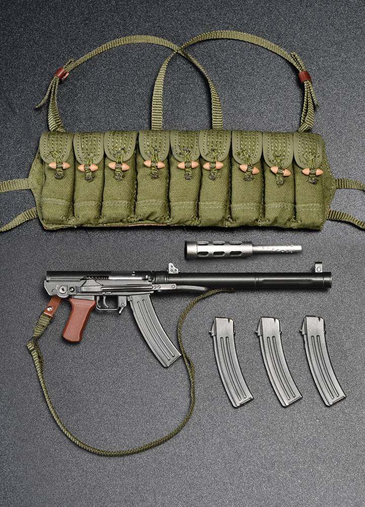1:6比例配件 64式微声冲锋枪&九袋胸挂武器装备套装